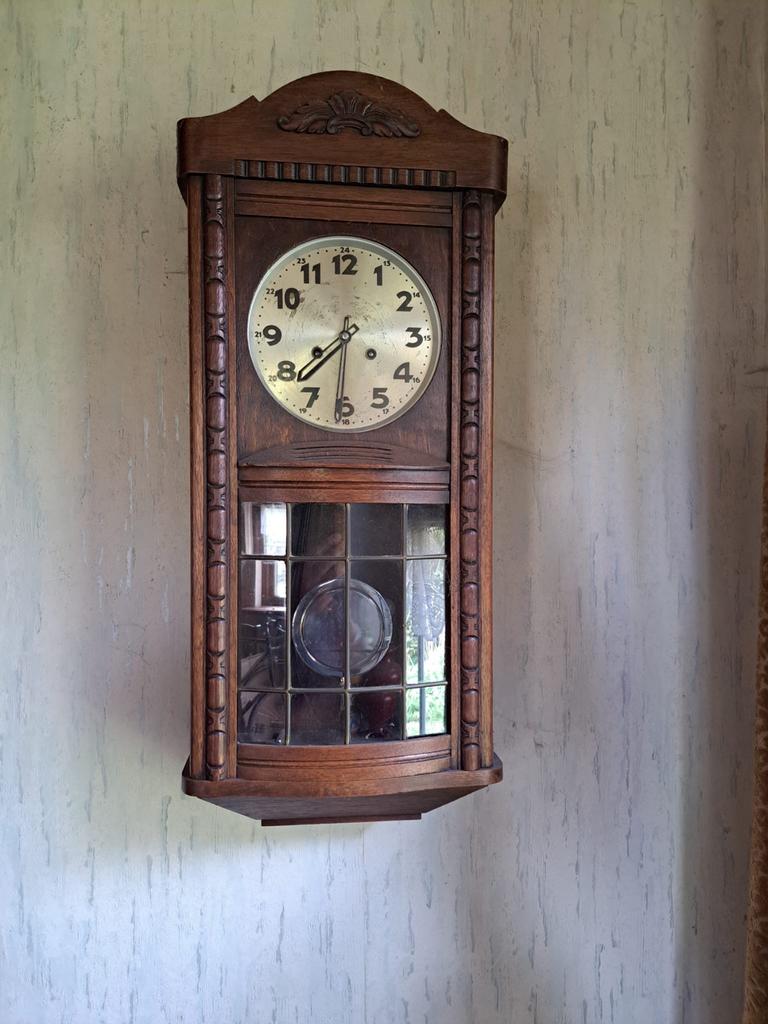 Houten wandklok met slinger, Antiek en Kunst, Antiek | Klokken, Ophalen