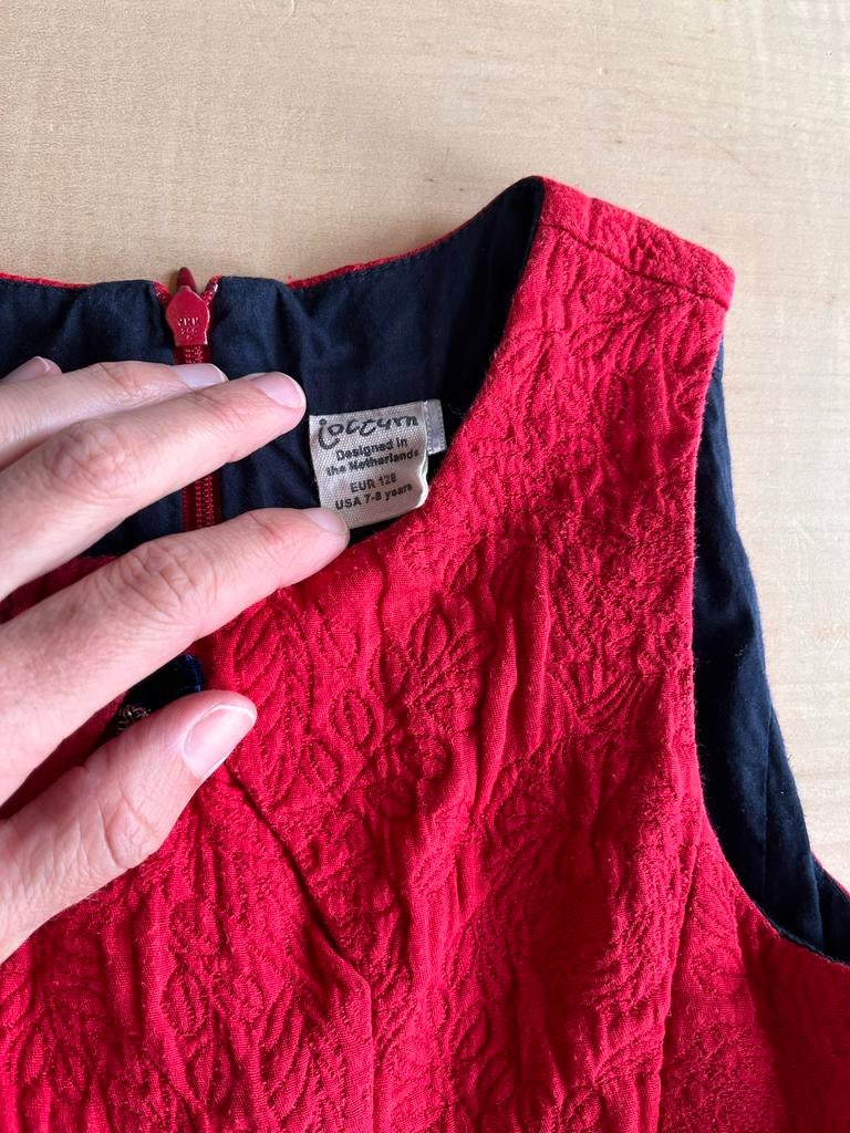 Jottum jurk rood met ruitjesvoering, Kinderen en Baby's, Kinderkleding | Maat 128, Ophalen of Verzenden, Gebruikt, Meisje