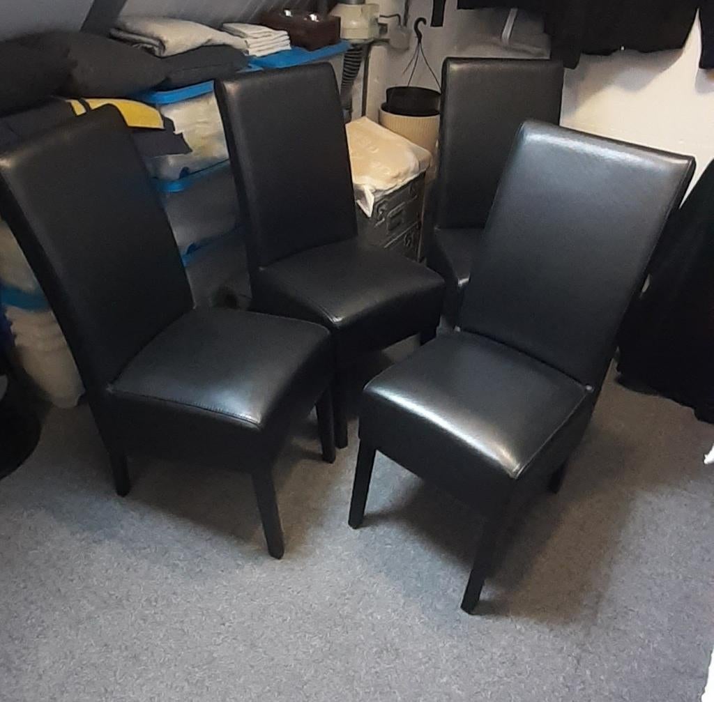 Stoelen 4x, Huis en Inrichting, Stoelen, Zwart, Leer, Ophalen of Verzenden, Zo goed als nieuw