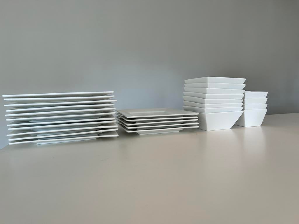 Vierkant wit servies Xenos, Ophalen, Gebruikt, Keramiek, Effen