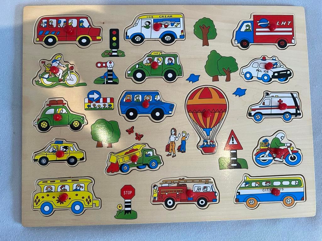 Te koop: diverse puzzels, waarvan 1 met geluid, Ophalen, Gebruikt, Van hout