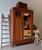 Vintage/Art deco eiken kast, jaren '20 -'30 kledingkast, Ophalen of Verzenden, Gebruikt, 50 tot 75 cm, 200 cm of meer