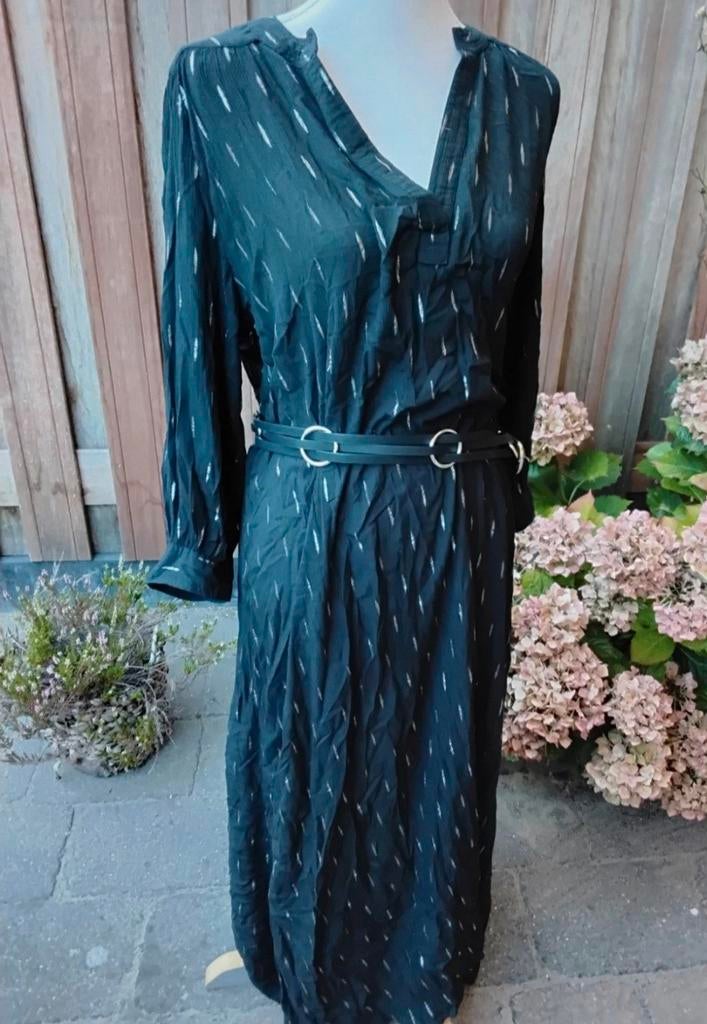 Zwarte lange jurk met zilver print, Maat 38/40 (M), WE, Zwart, Ophalen of Verzenden