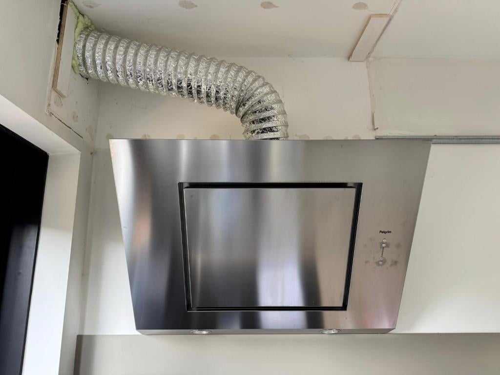 Afzuigkap diagonaal schouwkap pelgrim 80 cm, Ophalen, Gebruikt, Wandschouwkap, 600 tot 800 m³ per uur