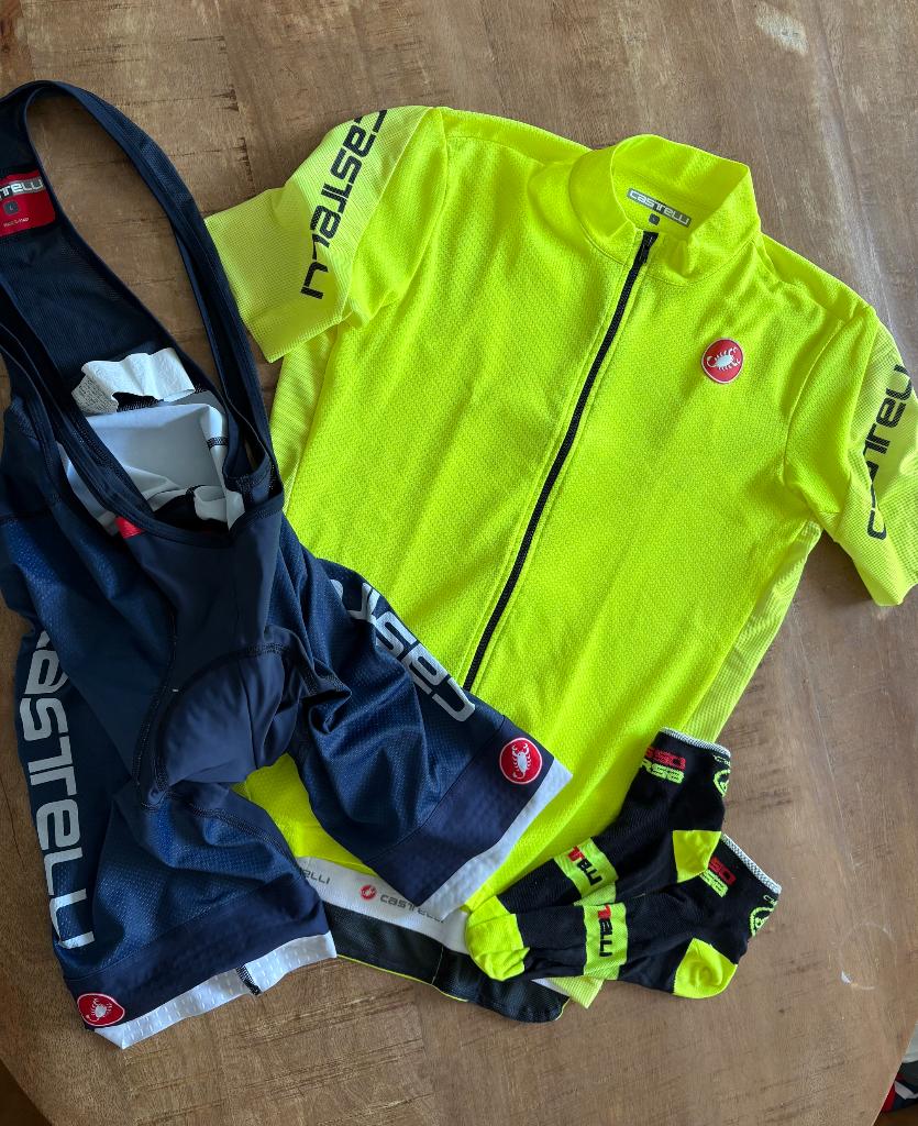 Castelli Competitione Bibshort, shirt en sokken, Fietsen en Brommers, Fietsaccessoires | Fietskleding, Verzenden, Zo goed als nieuw