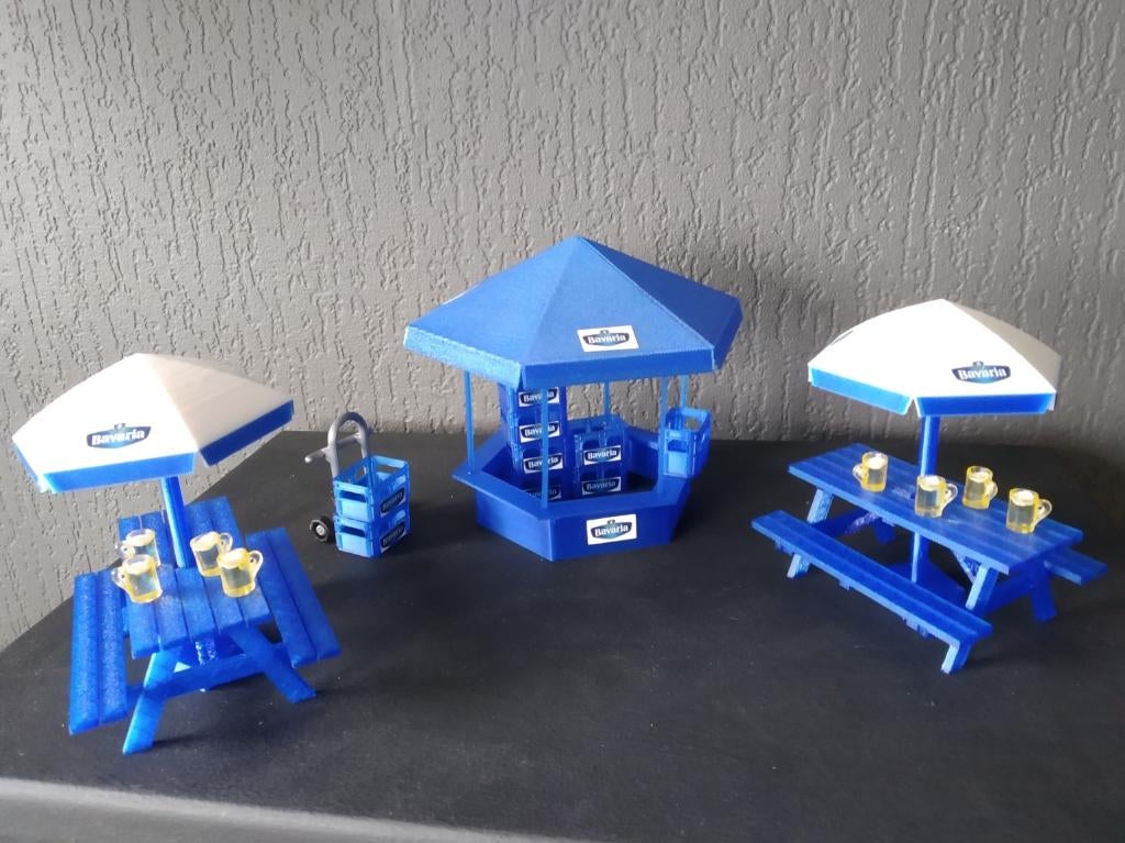 BAVARIA bierstand - verkoopstand - picknicktafels/ BIERWAGEN, Ophalen of Verzenden, Nieuw, 1:32 tot 1:50