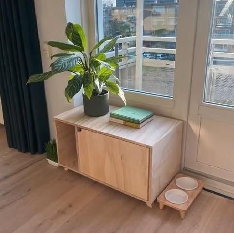 Kattenbak ombouw met uitloop tegen GRIT, NIEUW, handmade!, 6065ch 7, Bartsegers@gmail.com, Gesloten, Nieuw