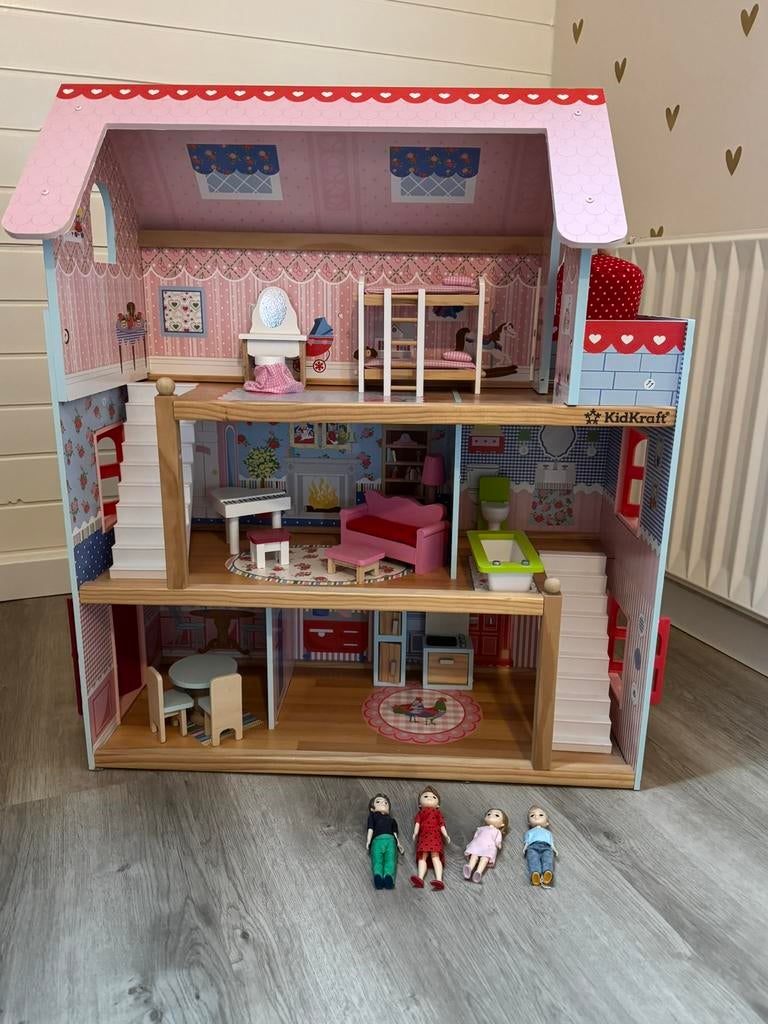 Kidkraft poppenhuis met accessoires, Kinderen en Baby's, Speelgoed | Poppenhuizen, Ophalen, Zo goed als nieuw, Poppenhuis