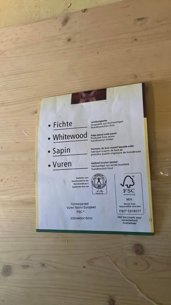 Gelijmd houten paneel vuren 60x235 cm, Ophalen of Verzenden, Zo goed als nieuw, Minder dan 200 cm, Plank