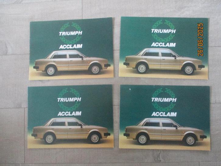 Triumph Acclaim folders --- SALE !!, Boeken, Auto's | Folders en Tijdschriften, Zo goed als nieuw, Overige merken, Ophalen of Verzenden