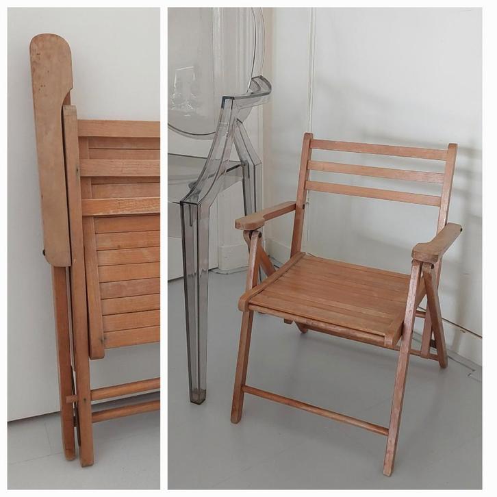 Kinderstoeltje Vintage Kinderstoel Stoeltje Opklapbaar Hout, Kinderen en Baby's, Kinderstoelen, Ophalen of Verzenden