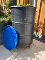 200 liter olie vat met deksel, Ophalen, Zo goed als nieuw