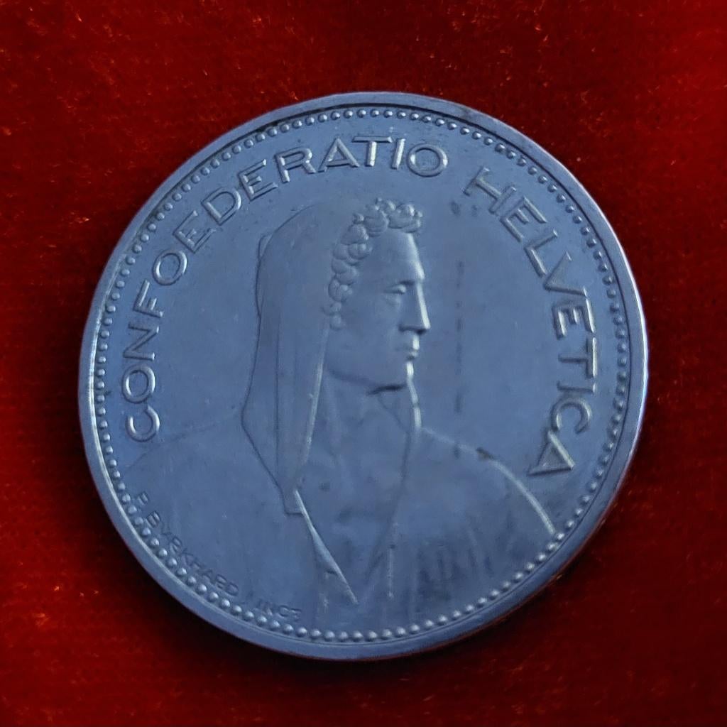 Zilveren 5 Frank Zwitserland, Postzegels en Munten, Munten | Europa | Niet-Euromunten, Ophalen, Overige landen, Losse munt, Zilver
