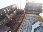Comfortabel leren bankstel, Huis en Inrichting, Banken | Bankstellen, Ophalen, Gebruikt, Driepersoons, Rechte bank