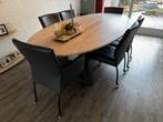 Massief eetkamer tafel met 6 stoelen (260 x 130), Ophalen, Gebruikt, Modern, 4 tot 6 stoelen