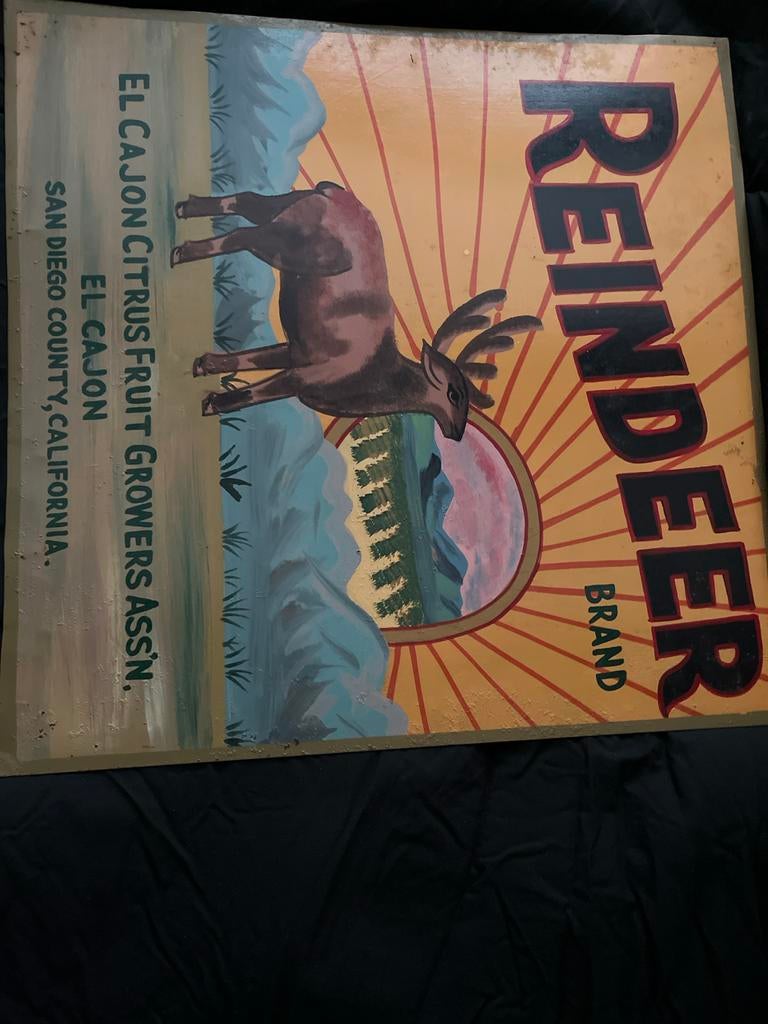 Vintage metalen Fruitkist Panelen reclameborden-Set van 3, Ophalen of Verzenden, Gebruikt, Reclamebord
