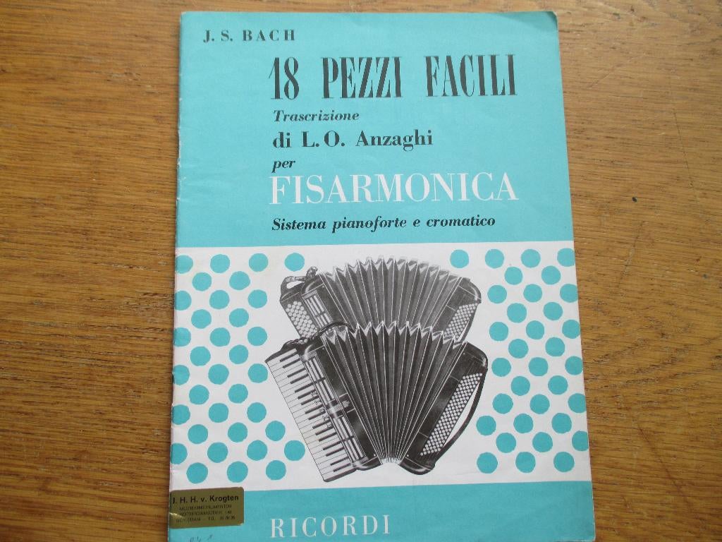 BACH - 18 PEZZI FACILI -VOOR ACCORDEON, Gebruikt, Klassiek, Ophalen of Verzenden, Artiest of Componist