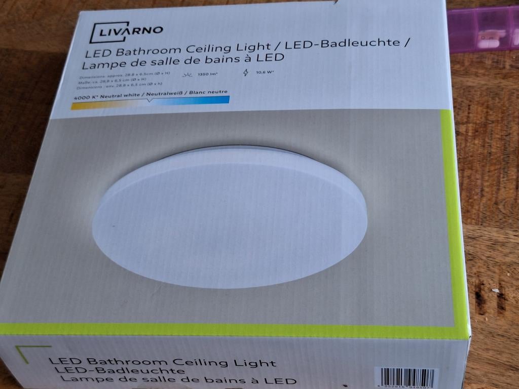 LIVARNO LED Badkamer Plafondlamp - Neutraal Wit Licht, Ophalen, Nieuw, Kunststof, Modern