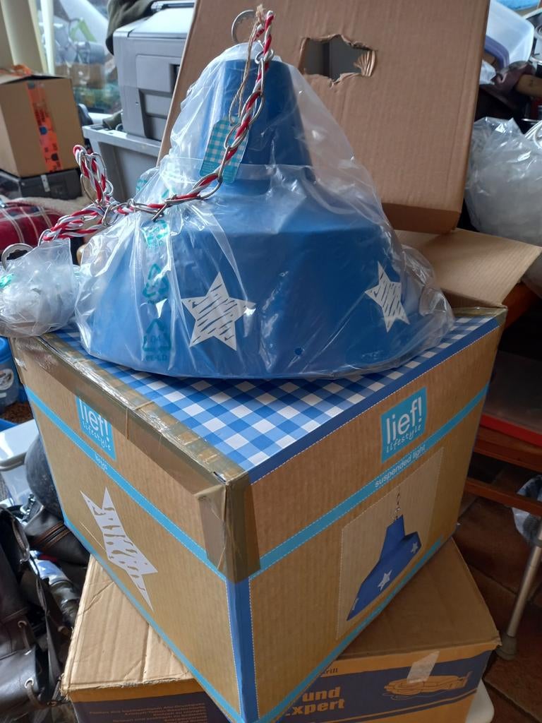 Lief! Lifestyle hanglamp blauw met sterren, Ophalen of Verzenden, Nieuw, Minder dan 50 cm