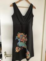 Grijze King Louie jurk met pauwprint, maat M, Maat 38/40 (M), Ophalen of Verzenden, Zo goed als nieuw, Knielengte