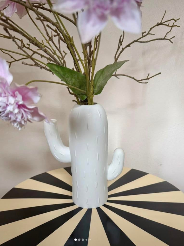 Rader cactus vaas, Verzenden, Wit, Aardewerk of Porselein, Nieuw