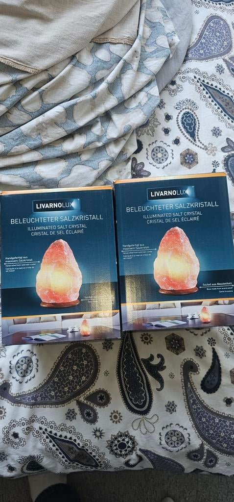 2x LivarnoLux Zoutkristal Lampen - Nieuw in Doos, Ophalen, Nieuw