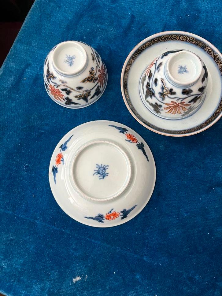 Antieke Chinese theekopjes met schotels - puntgaaf, Antiek en Kunst, Antiek | Porselein, Ophalen of Verzenden