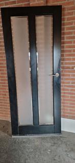 Massieve houten binnendeur met glas, 83x205cm, Doe-het-zelf en Verbouw, Deuren en Horren, Gebruikt, 80 tot 100 cm, Binnendeur
