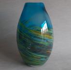 Mooi blauw, glas glazen vaas met swirl kleuren., Antiek en Kunst, Ophalen of Verzenden