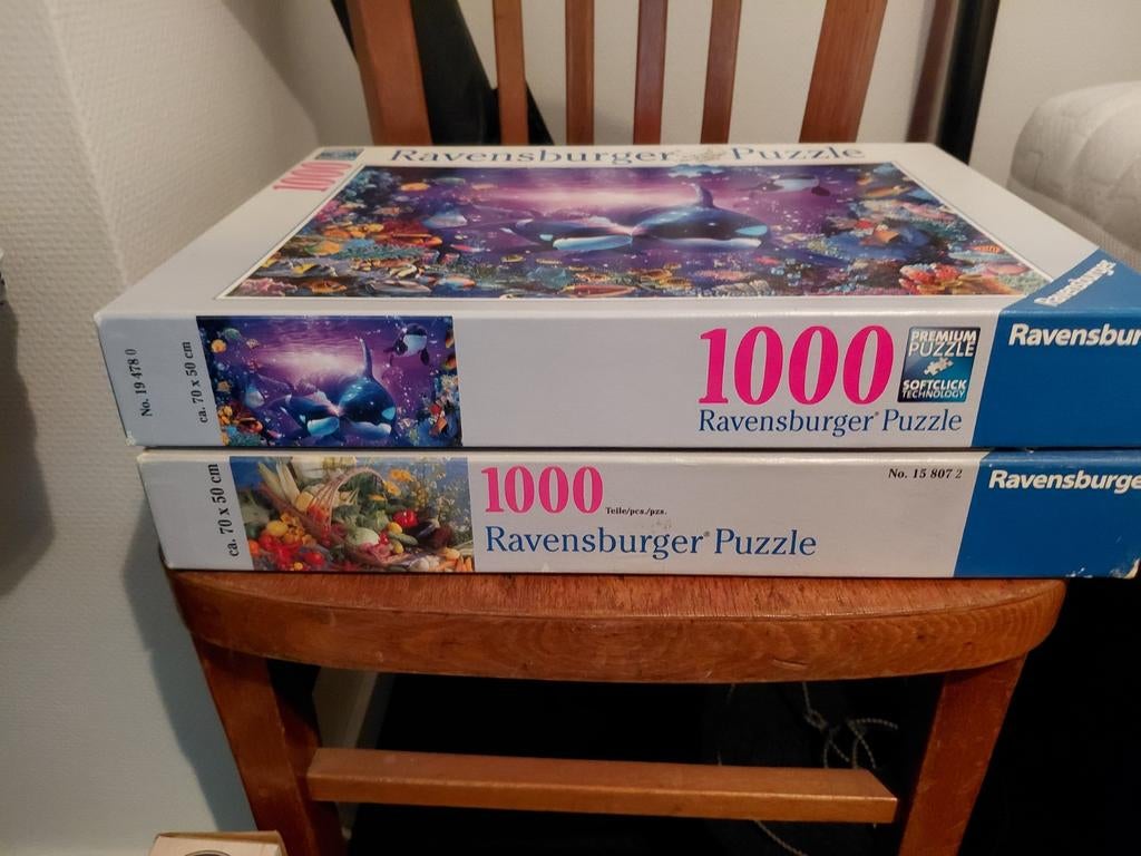 2 Ravensburger legpuzzels van 1000 stukjes, Ophalen, 500 t/m 1500 stukjes, Gebruikt, Legpuzzel
