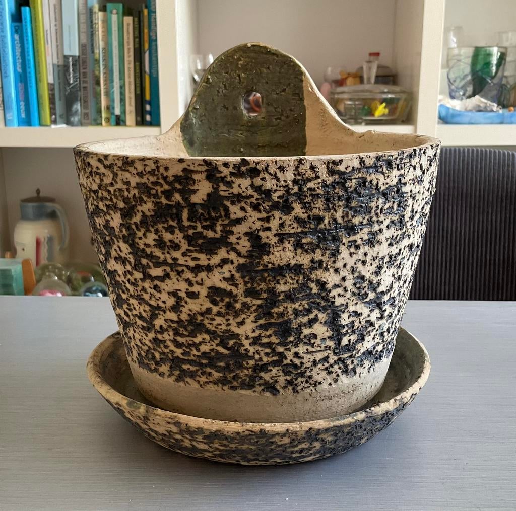 Vintage berkenbast hangbloempot; jaren zestig / sixties; €25, Ophalen of Verzenden