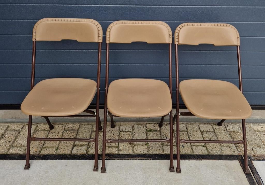 66x Vintage klapstoelen bruin opklapbare cafe stoelen horeca, Ophalen of Verzenden, Zo goed als nieuw, Bruin, Vijf, Zes of meer stoelen