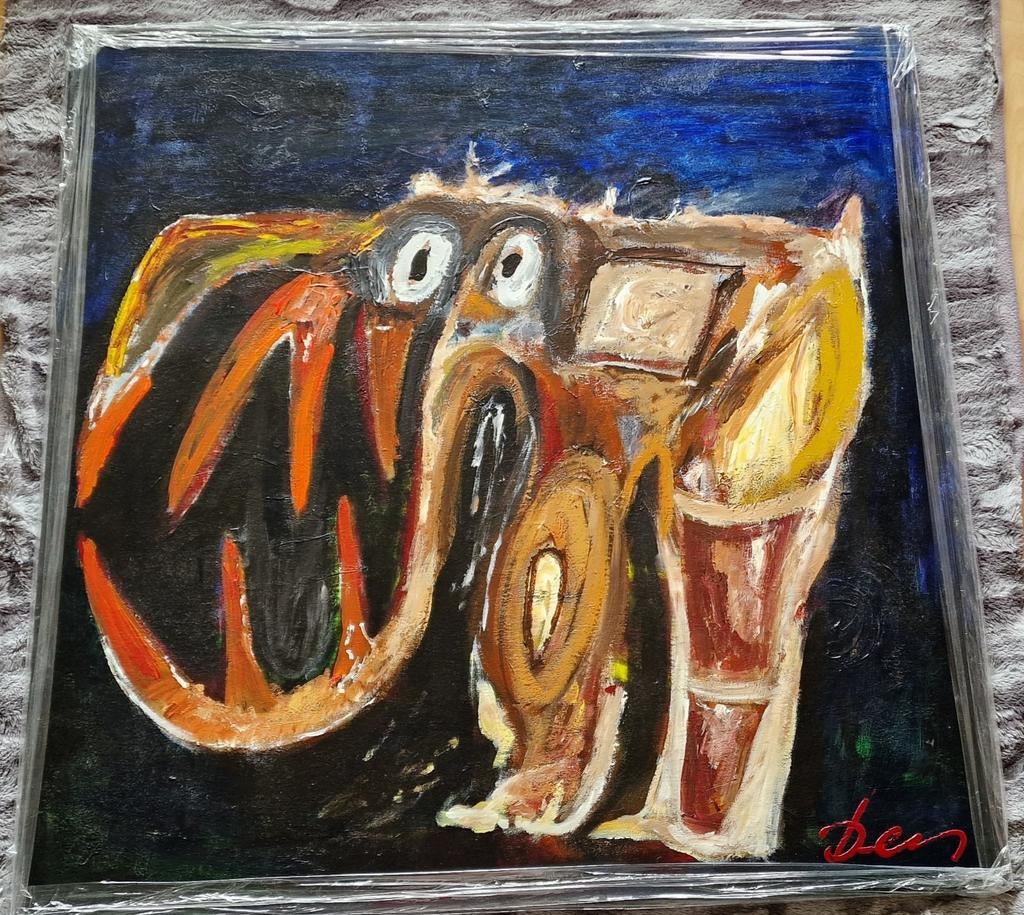Abstract schilderij Monster 100x100, Ophalen