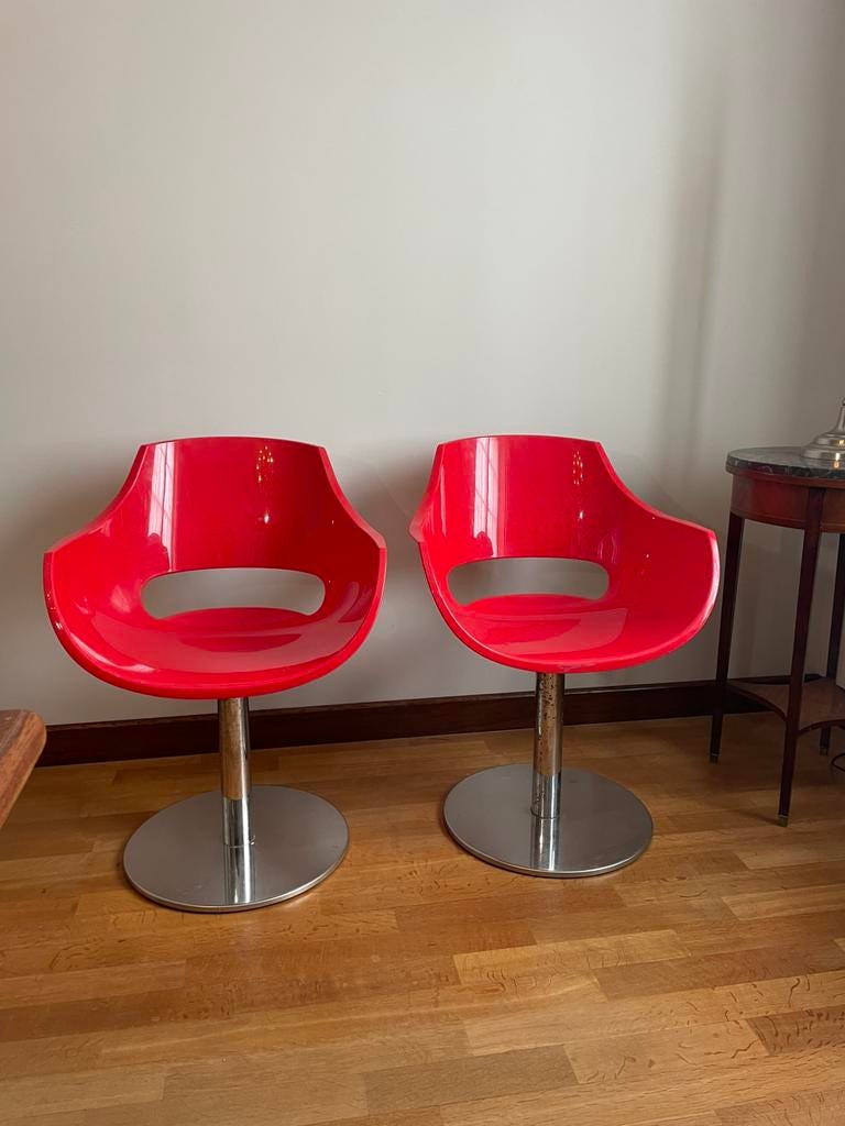 Vintage kuipstoelen seventies rood, Ophalen, Zo goed als nieuw, Rood, Twee