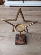 Metalen ster met kandelaar op houten platvorm, Diversen, Kerst, Ophalen of Verzenden, Gebruikt