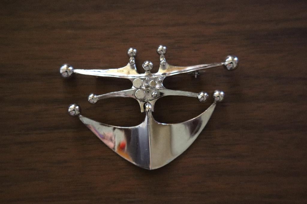 Vintage Modernist zilver RELO Studio Space Age broche c 1960, Antiek en Kunst, Antiek | Kleding en Accessoires, Dames, Heren, Ophalen of Verzenden
