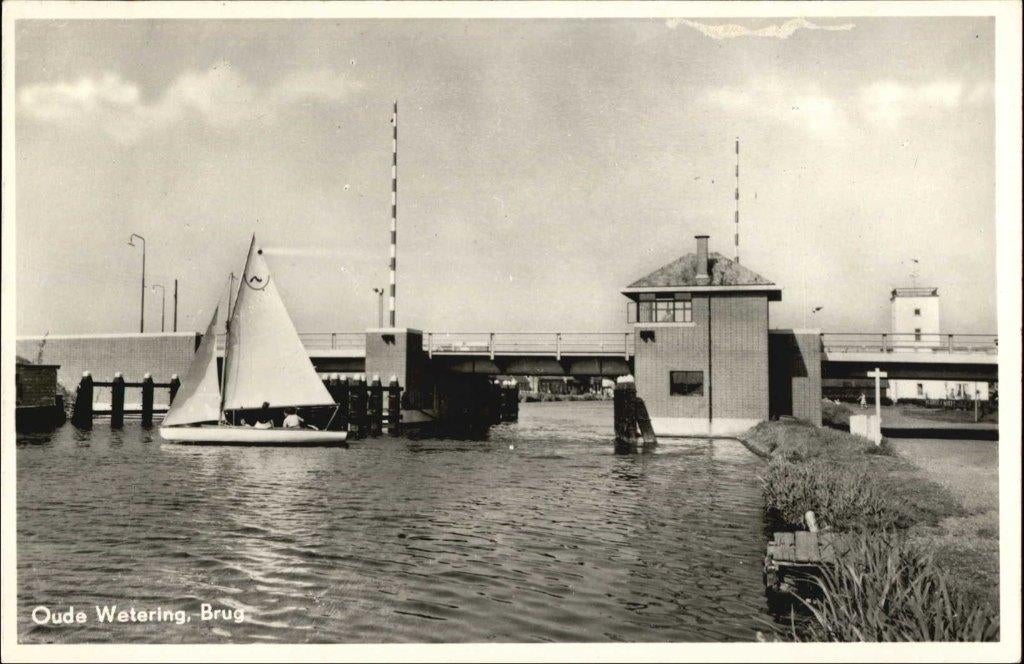 Oude Wetering (ZH) Brug 1955 -, Verzamelen, Ansichtkaarten | Nederland, Verzenden, 1940 tot 1960, Gelopen, Zuid-Holland