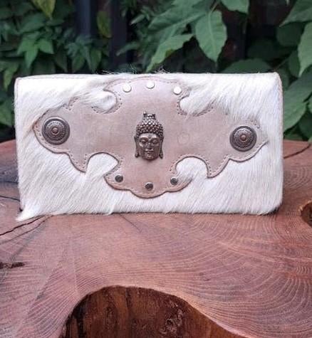 Portomonee/Boeddha/Leer/Koeienhuid/Koeienvacht, Verzenden, Nieuw, Hout, Minder dan 100 cm