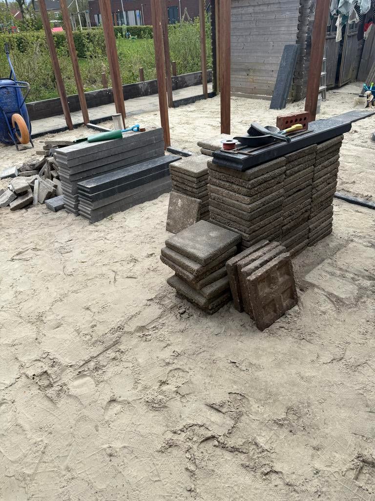Stoeptegels 30x30 4cm, Tuin en Terras, Tegels en Klinkers, Ophalen, Gebruikt, 5 tot 10 m², Beton