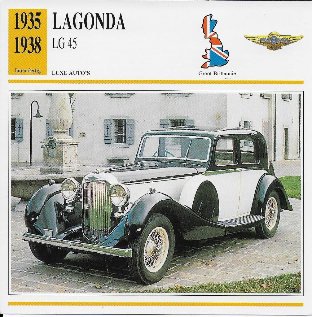 Ma004 autokaart lagonda lg 45 ( 1935 - 1938 ), Ophalen of Verzenden, Zo goed als nieuw, Auto's