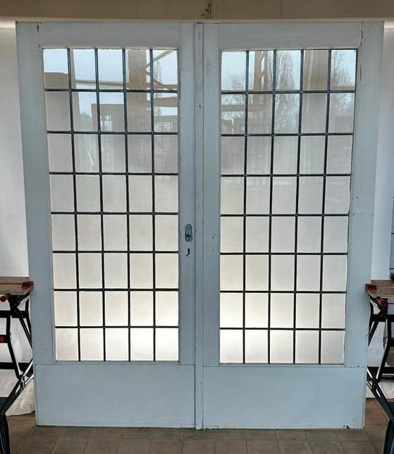 Set kamer ensuite deuren met glas in lood, Ophalen, Binnendeur, 200 tot 215 cm, Glas