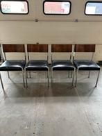 Opknappers! 4 vintage eetkamerstoelen, Ophalen, Gebruikt, Metaal, Vier