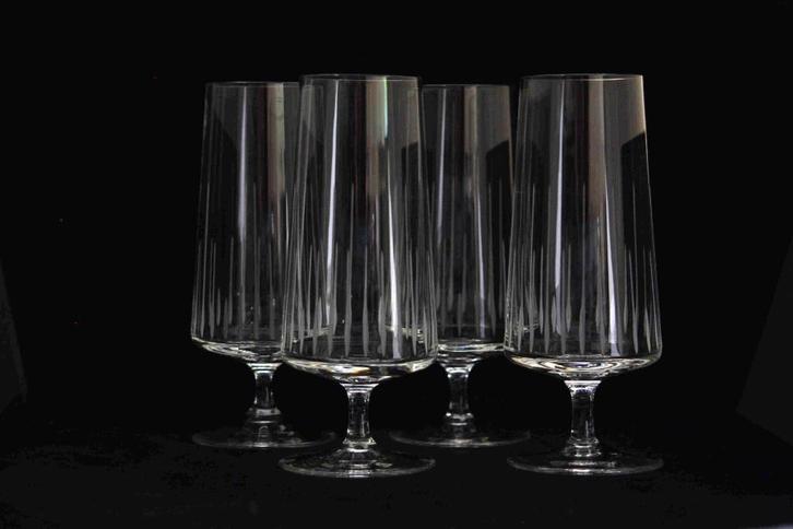 4 X Schott Zwiesel – Champagne fluid – Kristal – Gegraveerd, Verzamelen, Glas en Borrelglaasjes, Gebruikt, Overige typen, Ophalen of Verzenden