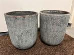 Twee bloempotten (mintgroen/bruin), Ophalen, Gebruikt, Rond, Binnen