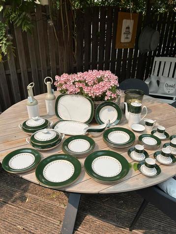 Spode porseleinen servies groen wit goud compl 6 pers izgst beschikbaar voor biedingen