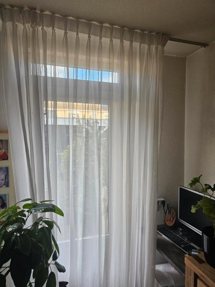 Mooie vitrage gordijnen, Huis en Inrichting, Stoffering | Gordijnen en Lamellen, Zo goed als nieuw, 200 cm of meer, 200 cm of meer