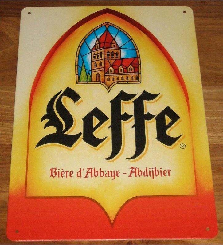 LEFFE BIER : Metalen Bord Leffe Abdijbier -  Bière d'Abbaye, Verzamelen, Biermerken, Nieuw, Reclamebord, Plaat of Schild, Leffe