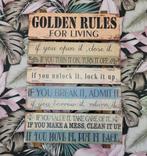 Wanddecoratie golden rules for living, Huis en Inrichting, Ophalen of Verzenden