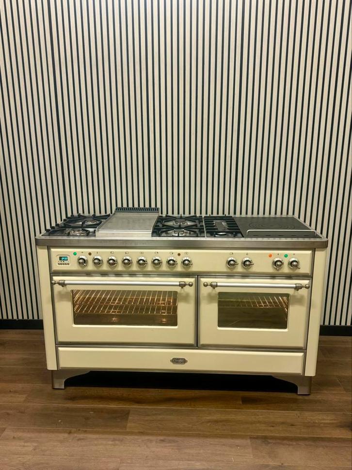 Luxe Fornuis Boretti Majestic 7 pits Incl. Afzuigkap 150 cm, Witgoed en Apparatuur, Fornuizen, Zo goed als nieuw, Vrijstaand, Gas