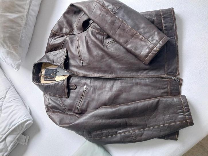 Mooie gevoerde lamsleren jas, mt 56. Donkerbruin, Kleding | Heren, Jassen | Winter, Zo goed als nieuw, Maat 56/58 (XL), Bruin